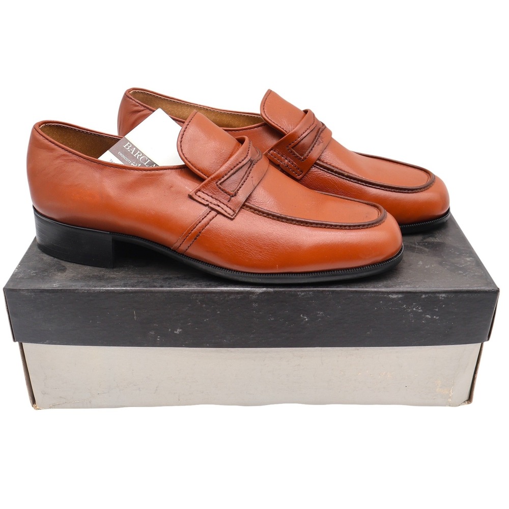 Barclay Penny Loafers Mens 8.5 D Vintage Brown Leather Moc Toe Made in USA